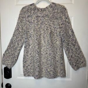 Loft Lou & Grey Oversized Fuzzy Eyelash Sweater Size P Womens Cozy Pink Flecked